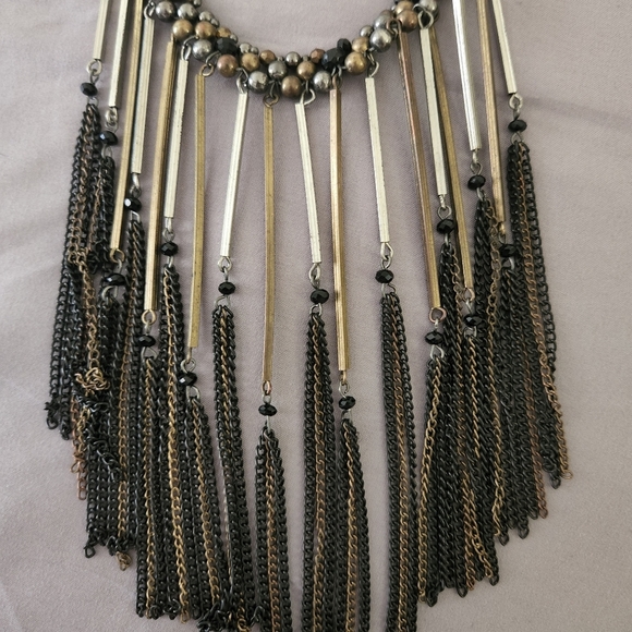 Beaded Tassle Bib Necklace - Picture 3 of 4